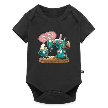 Machine à coudre caféine café à coudre - Body à manches courtes Premium Bébé - noir - Devant