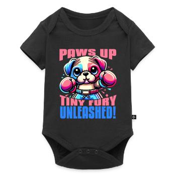 PFOTEN HOCH TINY FURY ENTFESSELT SÜSSES KAWAII-HUNDEBOXEN - Baby Premium Kurzarmbody - Schwarz - Vorne