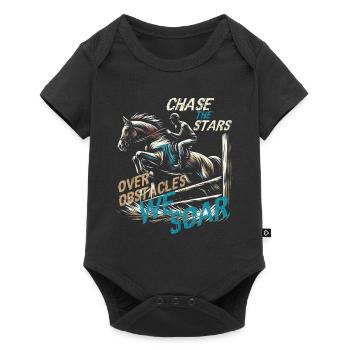 CHASE THE STARS OVER OBSTACLES WE SOAR, EQUESTRIAN - Baby Premium short-sleeve bodysuit - black - Front