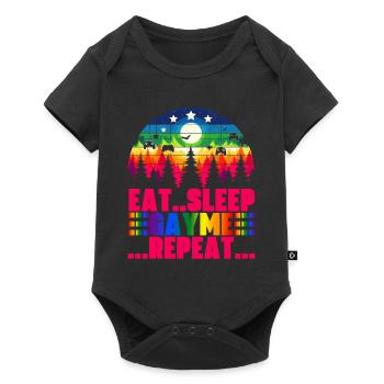 Eat Sleep Gayme Repeat: Retro-Gaming-Pride-Design - Baby Premium Kurzarmbody - Schwarz - Vorne