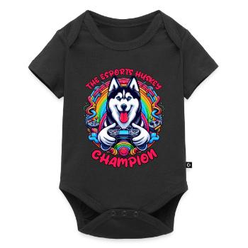 Power Play Pup - The Esports Husky Champion - Baby Premium short-sleeve bodysuit - black - Front