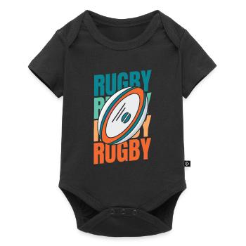 Rugby - Baby Premium Kurzarmbody - Schwarz - Vorne