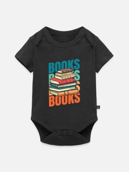 Buch Leseratte Bücherwurm - Baby Premium Kurzarmbody - Schwarz