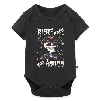Flugzeug Pilot Skelett - Baby Premium Kurzarmbody - Schwarz - Vorne