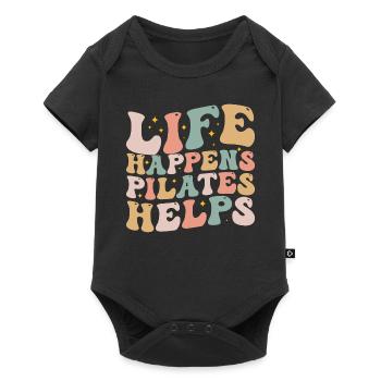 Life Happens Pilates Helps | Pilates Lover Pilates - Baby Premium short-sleeve bodysuit - black - Front