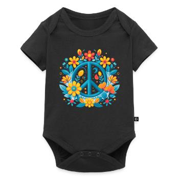 Peace Love 60's 70's Groovy Costume Flowers - Body à manches courtes Premium Bébé - noir - Devant