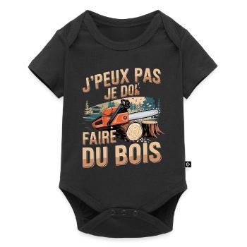 J'Peux Pas Je Dois Faire Du Bois Tronçonneuse - Body à manches courtes Premium Bébé - noir - Devant