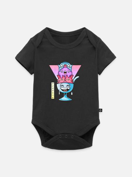 Crème glacée Kawaii - Body à manches courtes Premium Bébé - noir