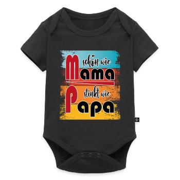 Baby Schön wie Mama Stinkt wie Papa Sprüche Lustig - Baby Premium Kurzarmbody - Schwarz - Vorne