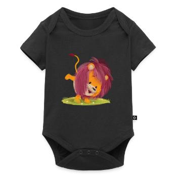 Lio Löwe - Baby Premium Kurzarmbody - Schwarz - Vorne