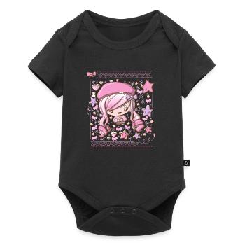 Festive pink bubble head cutie - Baby Premium short-sleeve bodysuit - black - Front