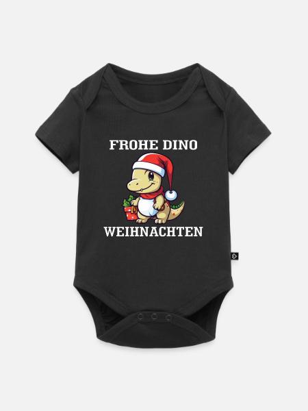 Frohe Dino Weihnachten! Süßer Dino Groß und Klein - Baby Premium Kurzarmbody - Schwarz