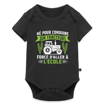 Né pour conduire un tracteur cadeau agriculteur - Body à manches courtes Premium Bébé - noir - Devant