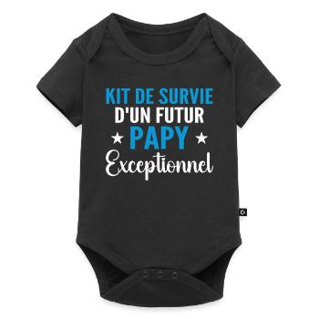 Personalisiertes Geschenk für den zukünftigen Opa Survival Kit - Baby Premium Kurzarmbody - Schwarz - Vorne