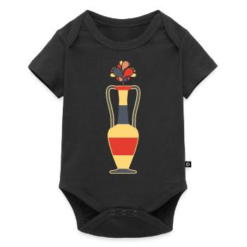Flower vase with abstract flowers, retro style - Baby Premium short-sleeve bodysuit - black - Front