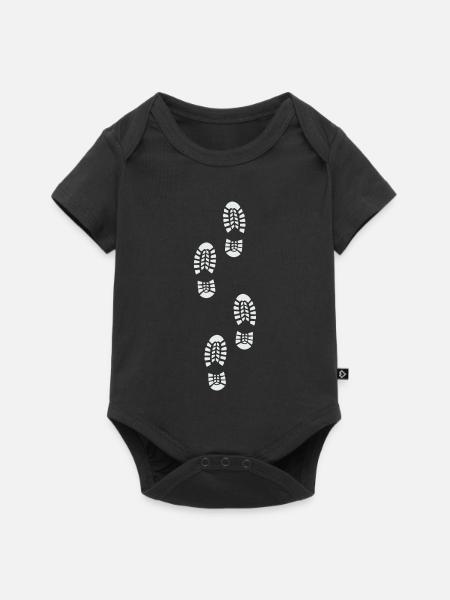 Wanderpfade Fußabdruck Muster - Baby Premium Kurzarmbody - Schwarz