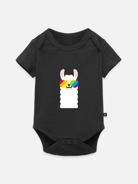 Regenbogen Sonnenbrille Lama - Baby Premium Kurzarmbody - Schwarz