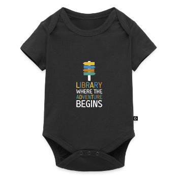 Adventure Begins At Your Library - Baby Premium short-sleeve bodysuit - black - Front