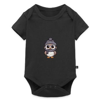 Bande dessinée d’hiver hibou - Body à manches courtes Premium Bébé - noir - Devant