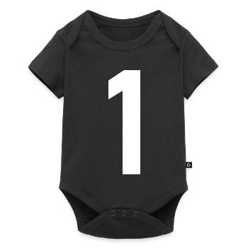 1. 1 Jahr. 1. JUBILÄUM. 1-JÄHRIGES JUBILÄUM - Baby Premium Kurzarmbody - Schwarz - Vorne