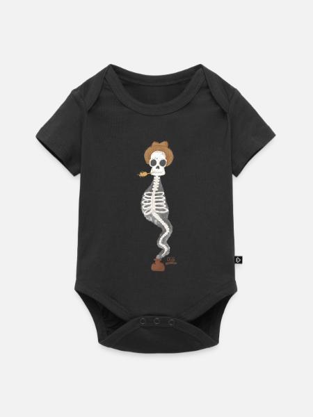 Flaschengeist-Skelett mit Pfeife - Baby Premium Kurzarmbody - Schwarz