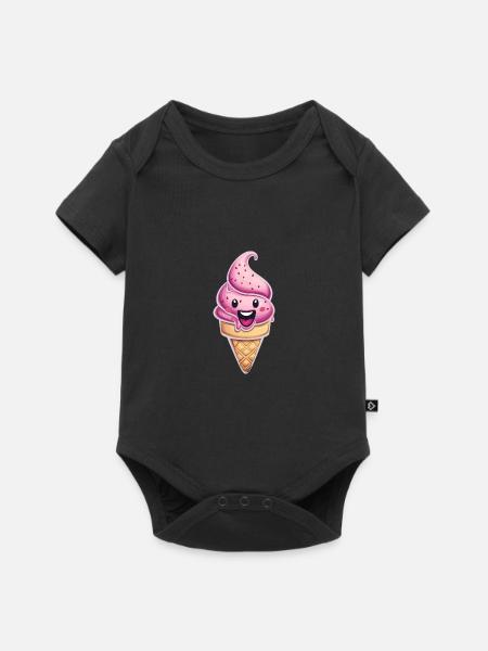 Lächelnde Eiskreation - Baby Premium Kurzarmbody - Schwarz