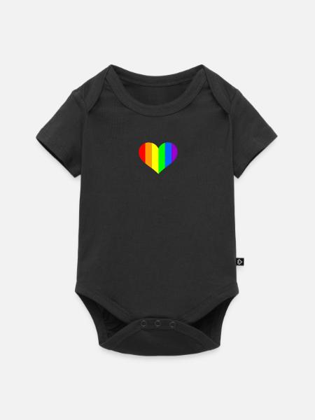 Regenbogen Herz - Baby Premium Kurzarmbody - Schwarz