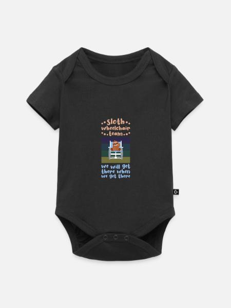 Faultier Rollstuhl Behindert Behinderung Geschenk - Baby Premium Kurzarmbody - Schwarz