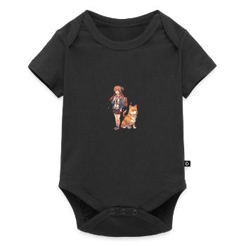 Japanese dog Shiba Inu girl best friends - Baby Premium short-sleeve bodysuit - black - Front