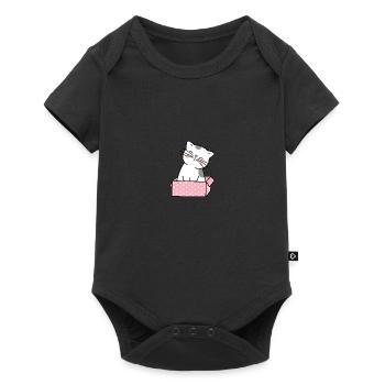 Katze Karton Niedlich - Baby Premium Kurzarmbody - Schwarz - Vorne