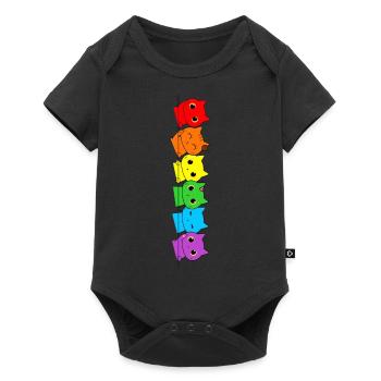 Funny LGBT Cat Stack Rainbow Gay Pride Cat Lover - Baby Premium short-sleeve bodysuit - black - Front