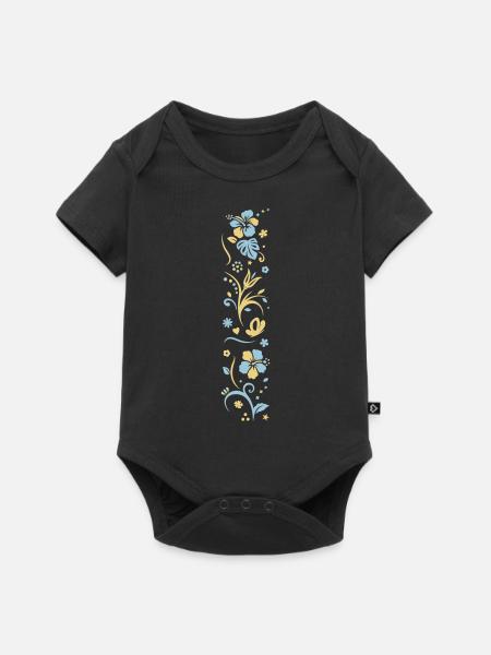 SPRING FRÜHLINGS BLÜMCHEN - Baby Premium Kurzarmbody - Schwarz