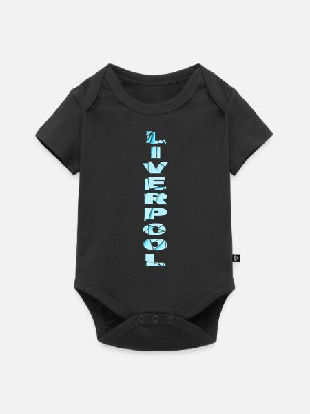 Liverpool England UK Stadt Schrift Skyline Heimat - Baby Premium Kurzarmbody - Schwarz