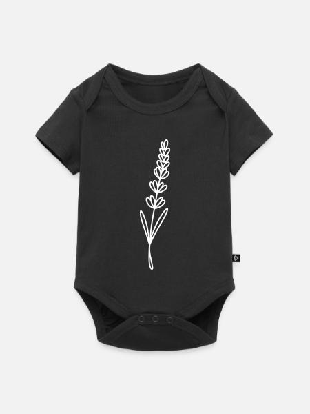 Lavendel-Linienkunst auf Schwarz - Baby Premium Kurzarmbody - Schwarz