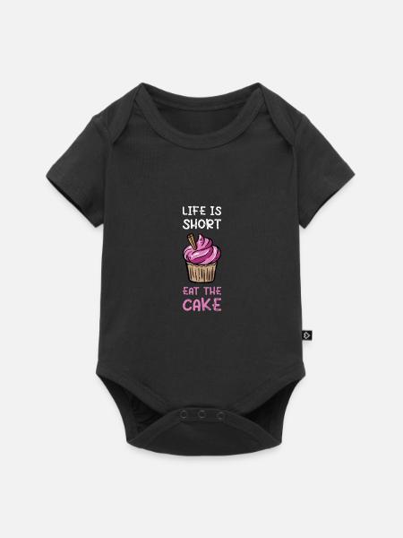 Life Is Short Eat That Cake - Premium kortærmet baby-body  - sort