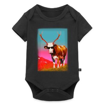 HIRSCH - KUH - APRES SKI - Baby Premium Kurzarmbody - Schwarz - Vorne
