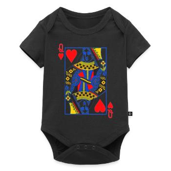 Spielkarte Herz Dame - Baby Premium Kurzarmbody - Schwarz - Vorne