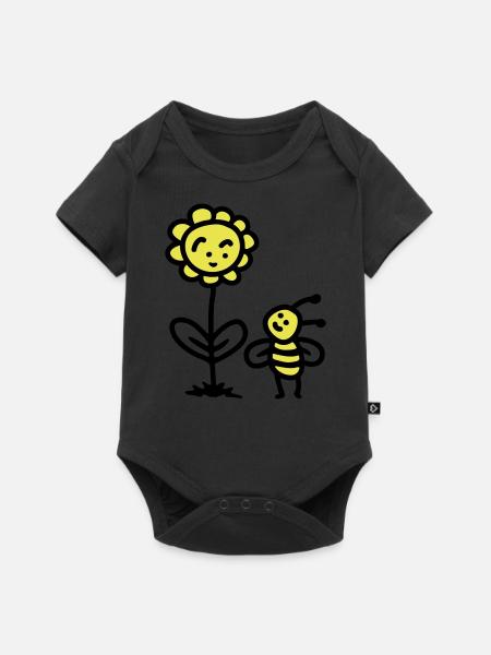 Biene Blume - Baby Premium Kurzarmbody - Schwarz