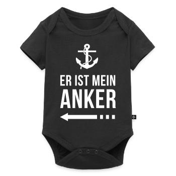 Er ist mein Anker | Partnershirt | Ehefrau | Ehe - Baby Premium Kurzarmbody - Schwarz - Vorne