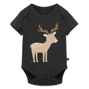 Hirsch - Baby Premium Kurzarmbody - Schwarz - Vorne