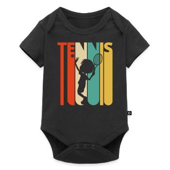 Weinlese-Retro Tennis-Spieler für Tennisliebhaber Junge - Baby Premium Kurzarmbody - Schwarz - Vorne