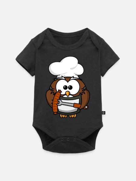 Eule Koch - Baby Premium Kurzarmbody - Schwarz