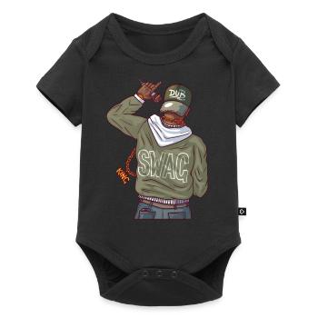 Rapper with gold chain and swag - Baby Premium short-sleeve bodysuit - black - Front