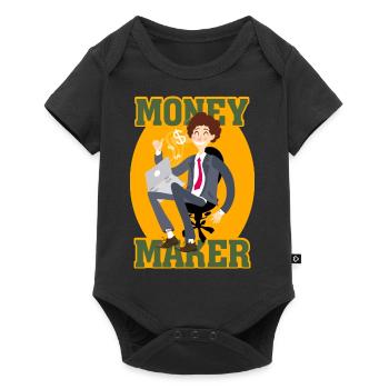 Young business man with laptop and swivel chair - Baby Premium short-sleeve bodysuit - black - Front