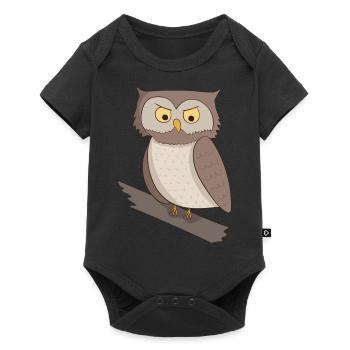 Uhu - Baby Premium Kurzarmbody - Schwarz - Vorne