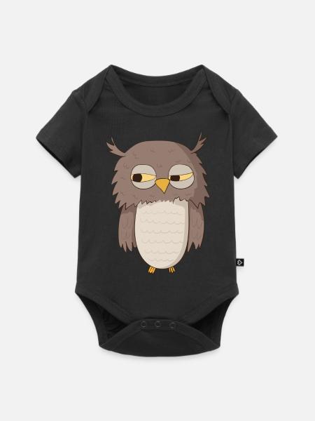 Kauz Eule - Baby Premium Kurzarmbody - Schwarz
