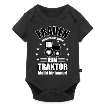 Frauen Bauern Traktor Lustiger Spruch - Baby Premium Kurzarmbody - Schwarz - Vorne