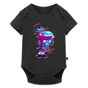 Femme Mme 80 Rétro Violet - Body à manches courtes Premium Bébé - noir - Devant