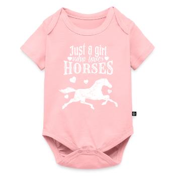 Girl saying horses - Baby Premium short-sleeve bodysuit - rose - Front