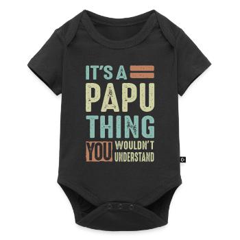 Es ist eine Papu-Sache - Baby Premium Kurzarmbody - Schwarz - Vorne